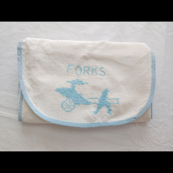 Vintage Embroidered  Silverware Holders Lot of 4 - Picture 3 of 13